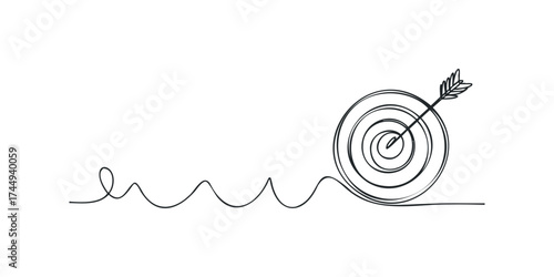 Arrow hitting target with wavy line