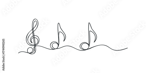 Minimalist line art Treble clef and eighth notes