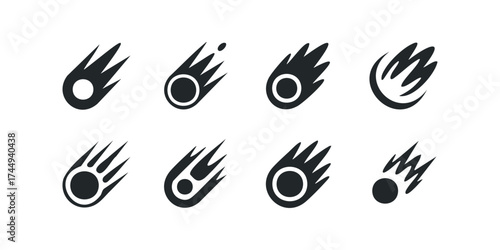 Comet graphic collection with flame trails