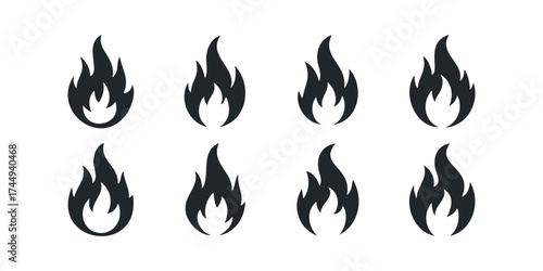 Set of stylized flame icons
