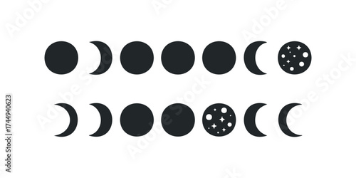 Celestial body phases shown in sequential silhouette icons