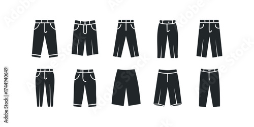 Collection of black pant silhouette icons