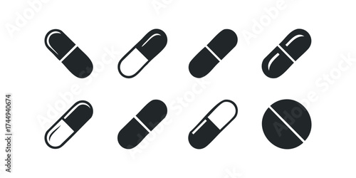 Collection of Medicine Capsule and Pill Icons