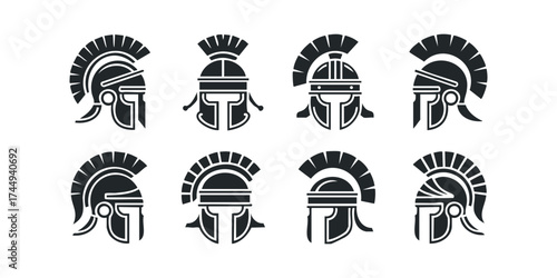 Collection of Ancient Warrior Helmets Icons