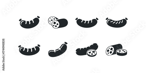 Sausage icons with whole and sliced versions