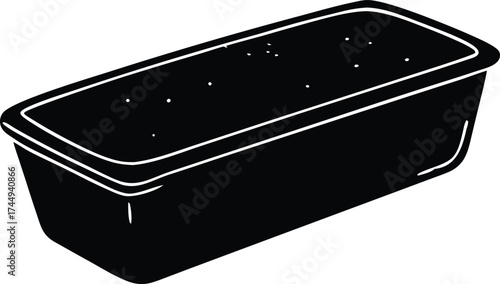 Vintage etching style loaf pan illustration for bread