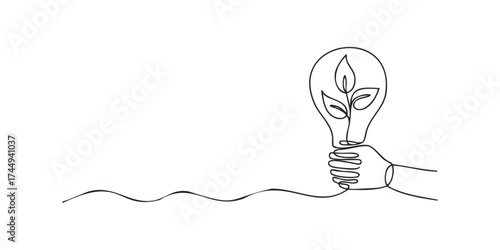 Hand holding lightbulb with growing plant inside