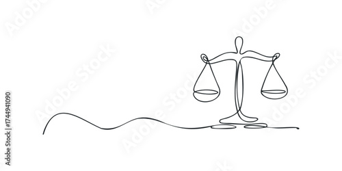 Scales of Justice drawn with continuous line
