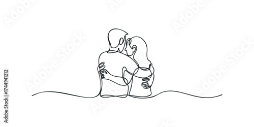 Couple Hugging Embrace Line Art