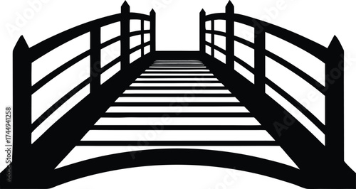 wooden bridge silhouette vector illustration