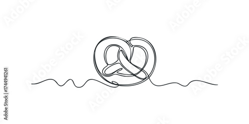 Continuous line drawing of a pretzel