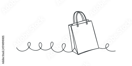 Shopping bag with wavy line detail on white