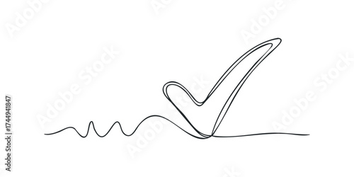 Simple black line check mark symbol on white