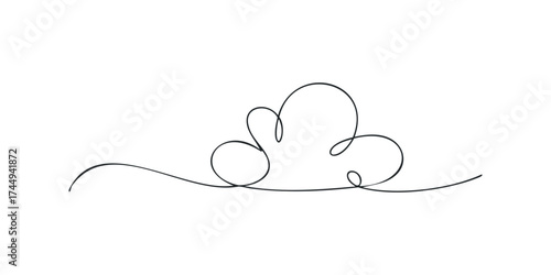 Simple continuous line drawing of a cloud shape