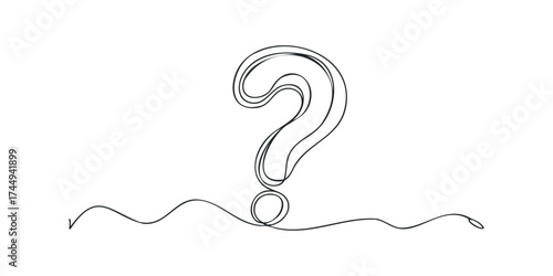 Hand-drawn question mark symbol on a wavy line