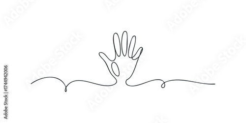 Minimalist line drawing of an open palm outstretched