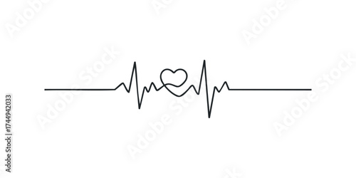 Heartbeat line graphic with heart symbol