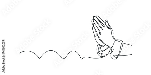 Praying Hands Single Line Continuous Drawing