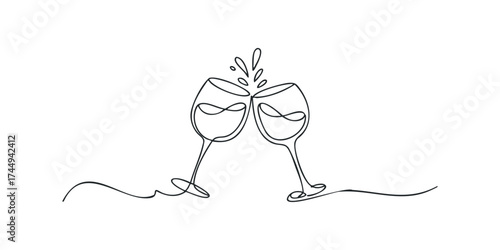 Two wine glasses clinking together with splash
