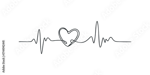 Heartbeat line with heart symbol