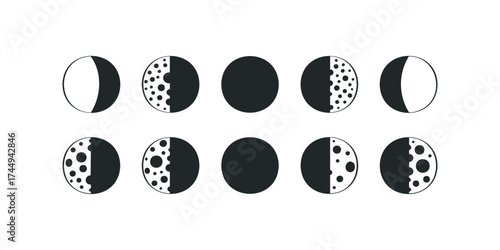 Celestial bodies showing lunar phases and cycles