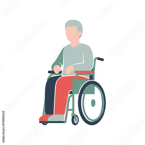 Person in Wheelchair Simple Illustration of a Man Sitting, Mobility Aid and Accessibility Concept