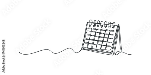 Simple Line Drawing of a Desk Calendar