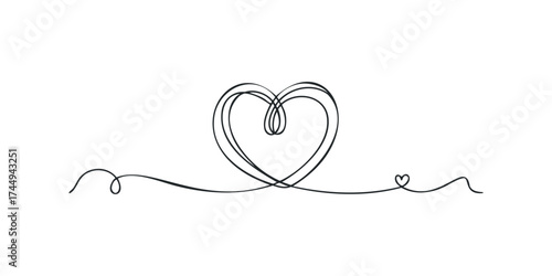 Simple Continuous Line Drawing of a Heart Shape