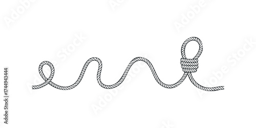 Coiled Rope With A Knot Against White Background