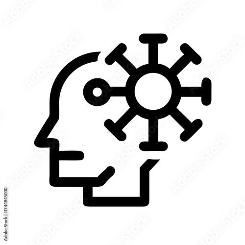 Head with virus icon, representing mental health issues