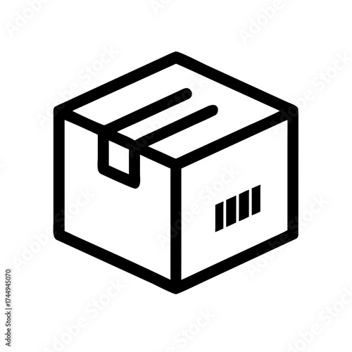 Isometric view of a cardboard box for delivery