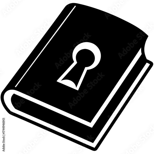 Secret book icon, representing mystery, knowledge, and hidden information in a simple and minimalist design