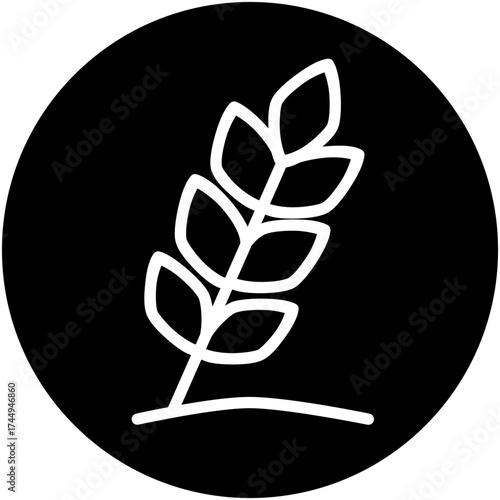 Whole Grain Icon, Plant Wheat Cereal Symbol Vector Stock Illustration, Solid Icon Style Design.