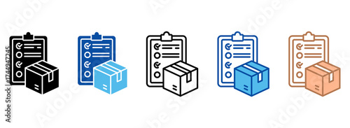 Proof Of Delivery Icons In Outline, Vector Illustration
