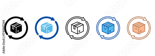 Delivery Logistics Icons In Outline, Vector Illustration