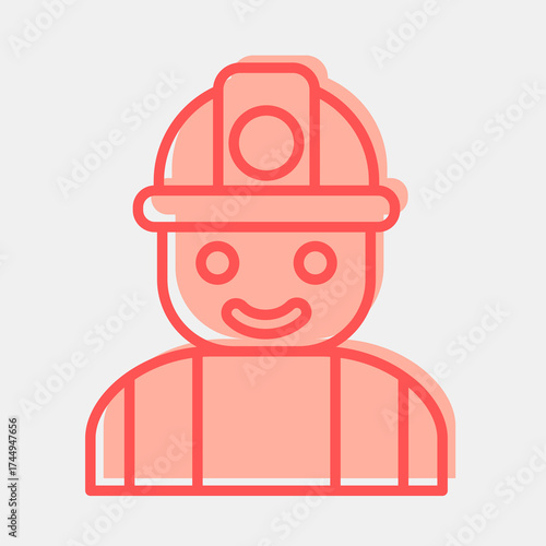 Icon miner. Gold mining elements. Icon in two tone style.