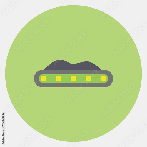 Icon conveyor belt. Gold mining elements. Icon in color mate style.