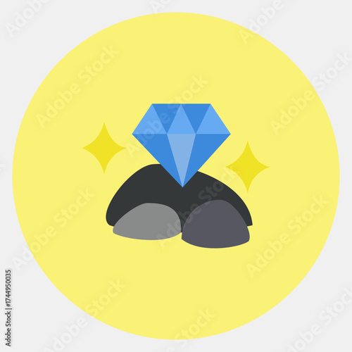 Icon diamond. Gold mining elements. Icon in color mate style.