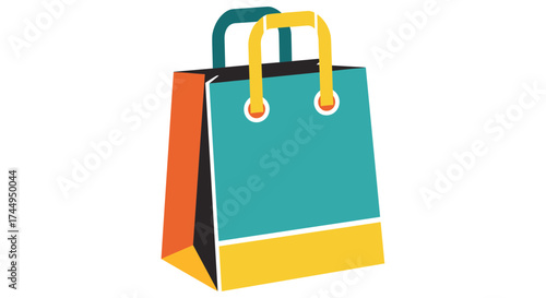 Colorful shopping bag illustration for retail and consumerism.