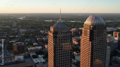 chicago skyline footage, Aerial Drone Footage of Downtown Springfield Massachusetts at Golden Hour. 4k video