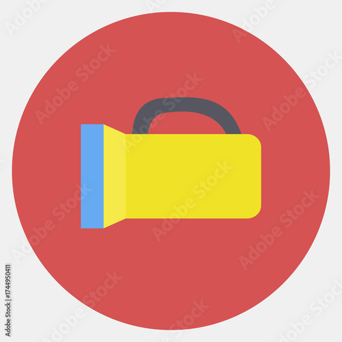 Icon flash light. Gold mining elements. Icon in color mate style.