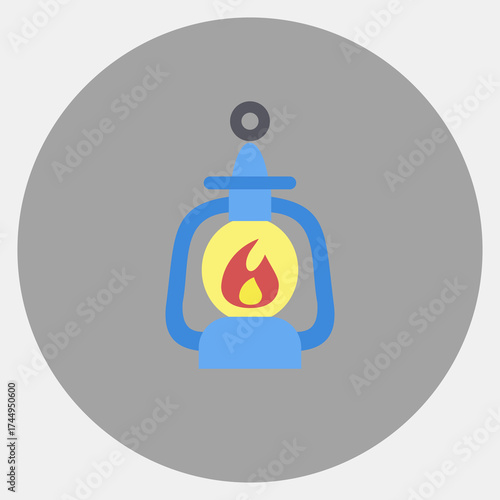 Icon lantern. Gold mining elements. Icon in color mate style.