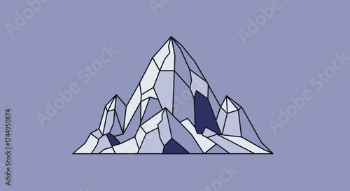 Geometric Mountain Peaks Illustration with Polygonal Facets.