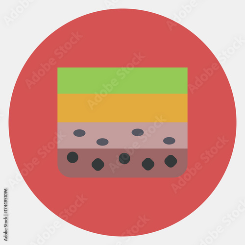 Icon soil layer. Gold mining elements. Icon in color mate style.