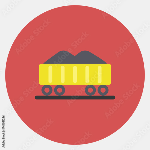 Icon train. Gold mining elements. Icon in color mate style.