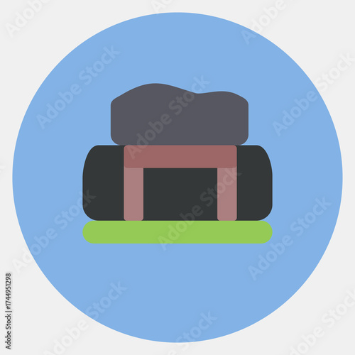 Icon tunnel. Gold mining elements. Icon in color mate style.