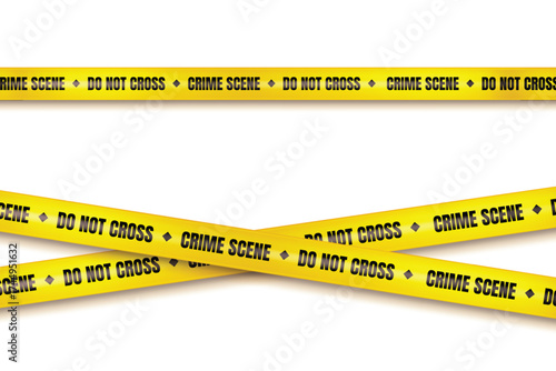 Realistic Crime Scene Do Not Cross Tape Background with Yellow Police Line Stripes Tape Warning