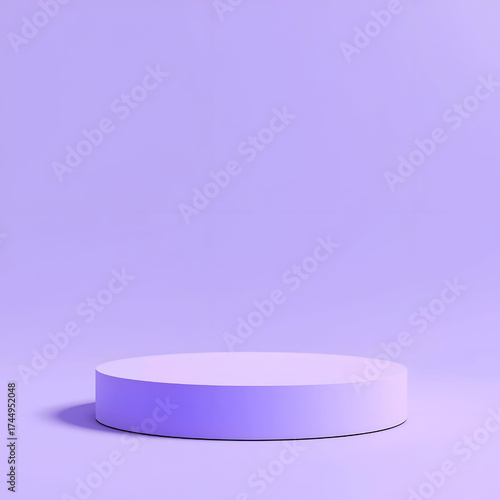 Empty white plate and podium on blue background with cosmetic and medical objects