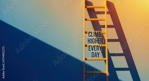 Yellow Ladder On Wall With Motivational Text Displayed