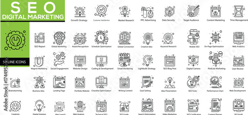 SEO, Marketing & Online Business Line Icon